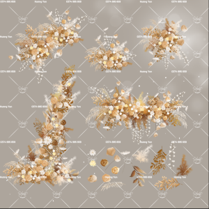 tone hoa nâu vintage vẽ tay