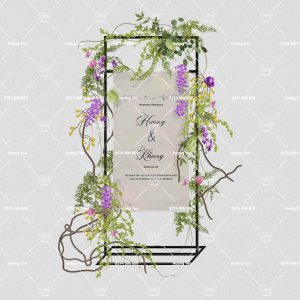 bảng welcome dây leo điểm hoa tím