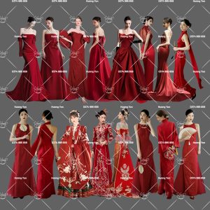 ẢNH MẪU CÔ DÂU TONE ĐỎ