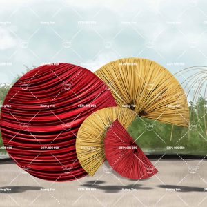 quạt vải đỏ vàng gold