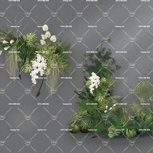 mẫu 2 cụm hoa cắm sẵn xanh điểm trắng