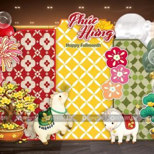 mẫu đầy tháng kết hợp tết con ngựa