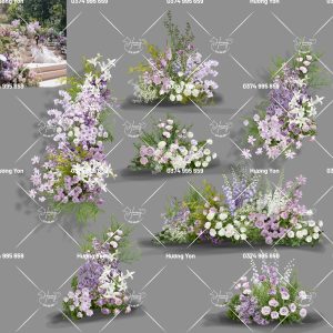 mẫu hoa tím mix hồng trắng mộng mơ